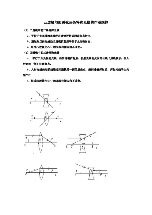 凸透镜与凹透镜三条特殊光线的作图规律和试题