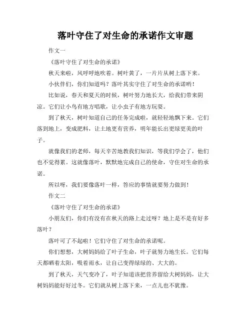 落叶守住了对生命的承诺作文审题