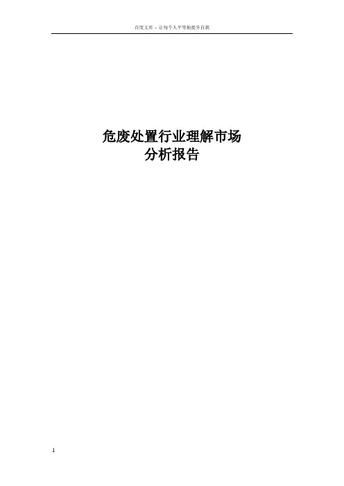 危废处置行业理解市场分析报告