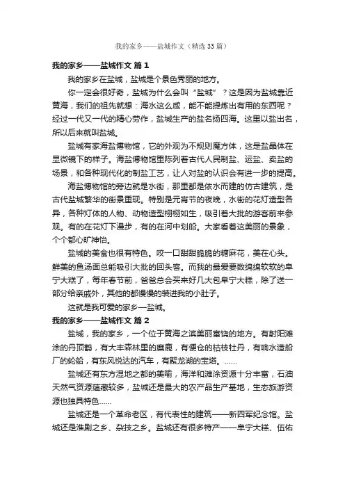 我的家乡——盐城作文（精选33篇）