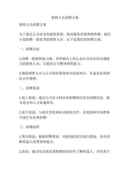 销售人员招聘方案