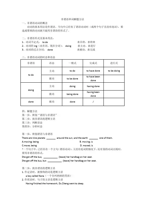 非谓语单词解题方法