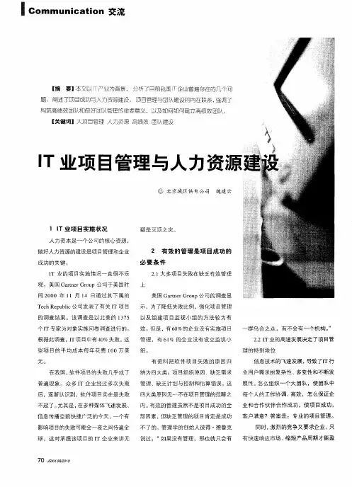 IT业项目管理与人力资源建设