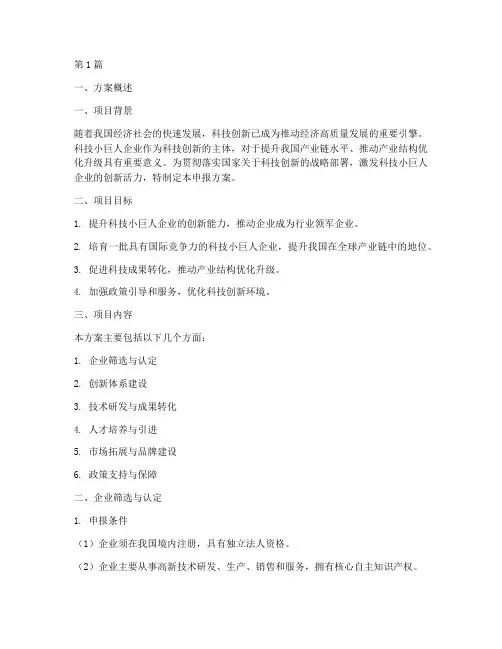 科技小巨人工程申报方案(3篇)