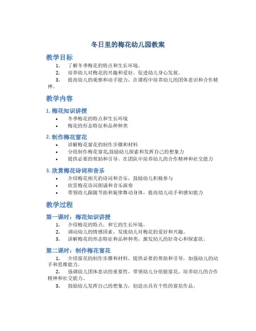 冬日里的梅花幼儿园教案