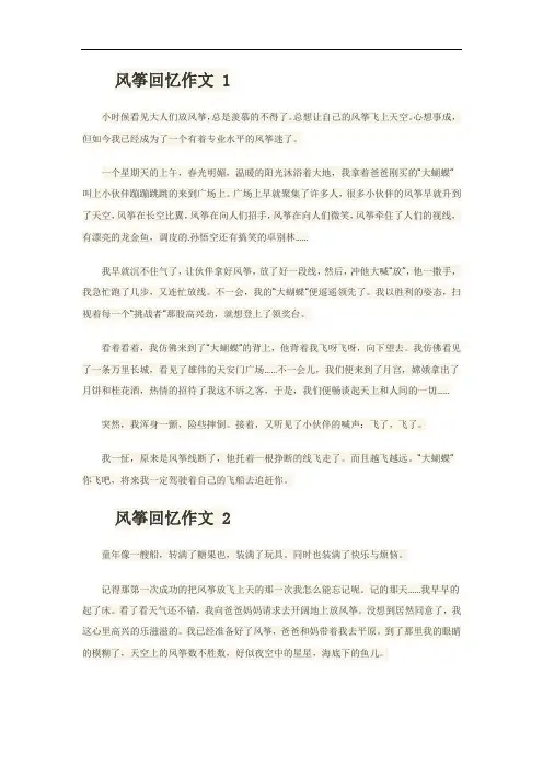 风筝回忆作文 1