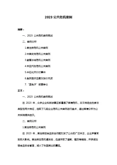 2023公共危机案例