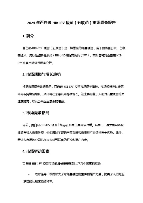 2024年百白破-HIB-IPV疫苗(五联苗)市场调查报告