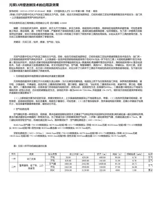 元坝13井提速新技术的应用及效果