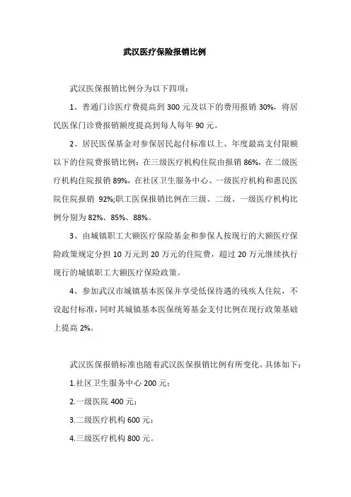 武汉医疗保险报销比例