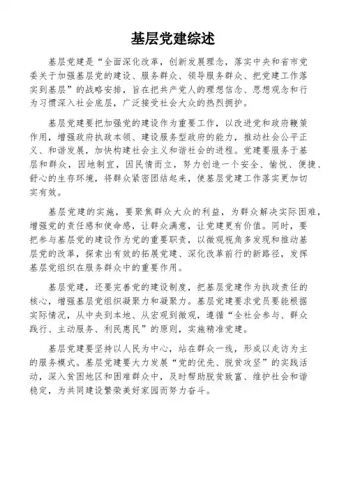 基层党建综述