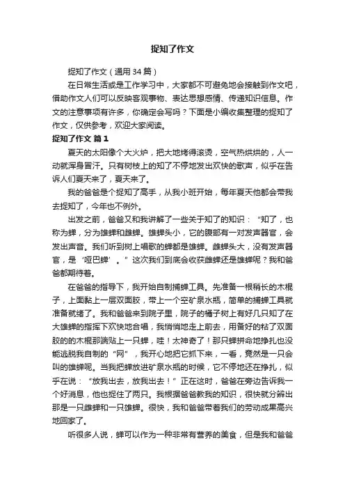 捉知了作文（通用34篇）