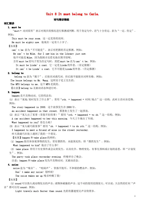 2020九年级英语全册 Unit 8 It must belong to Carla词句精讲精练人教新目标版