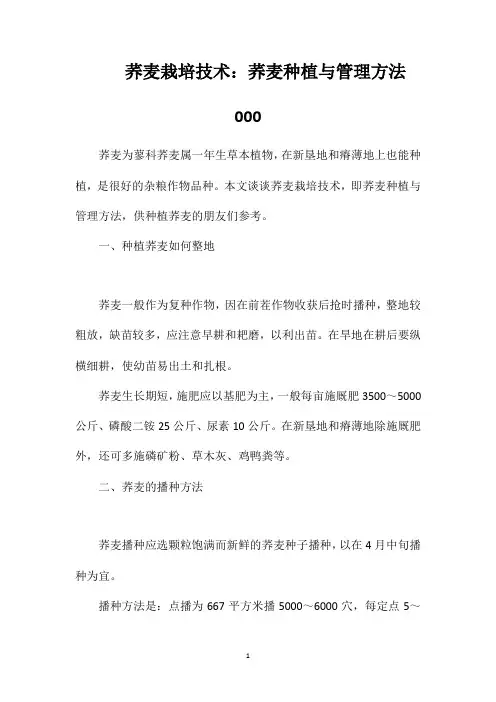 荞麦栽培技术：荞麦种植与管理方法000