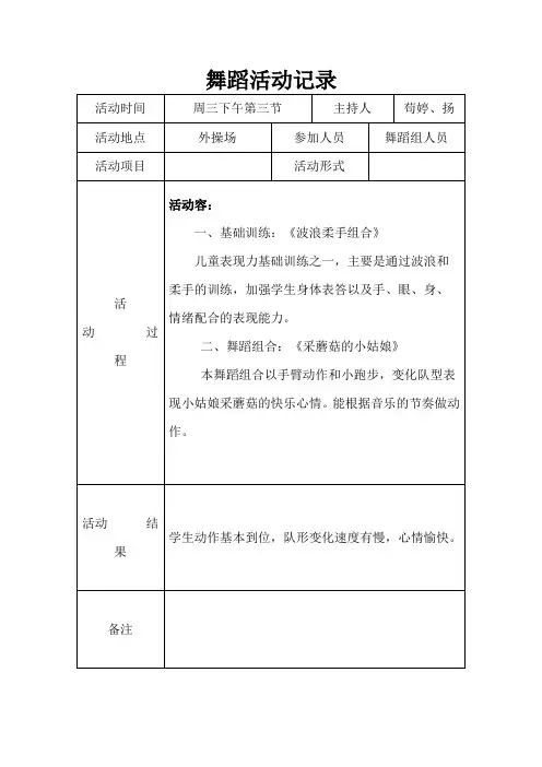 舞蹈兴趣小组精彩活动记录簿 (1)