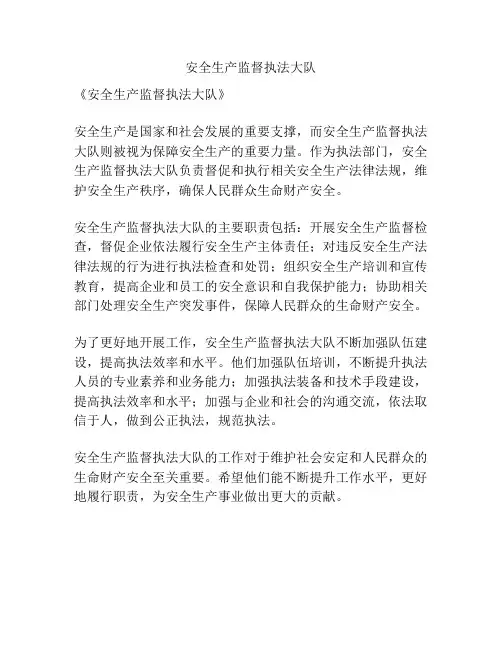 安全生产监督执法大队
