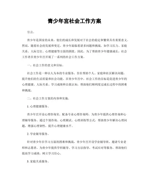青少年宫社会工作方案