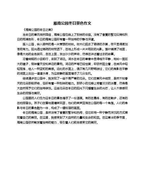 雁南公园冬日景色作文