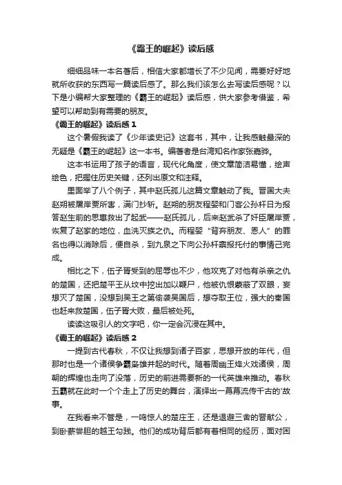 《霸王的崛起》读后感