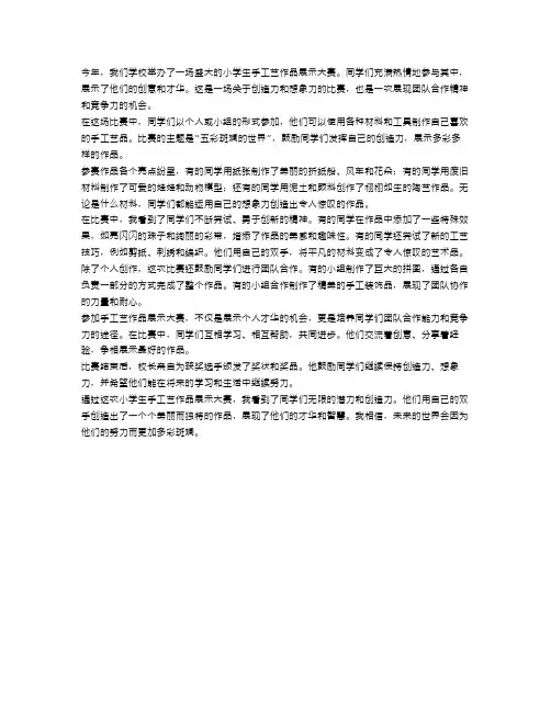 小学生手工艺作品展示大赛