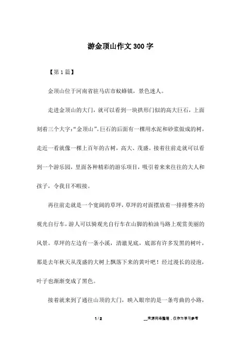 游金顶山作文300字
