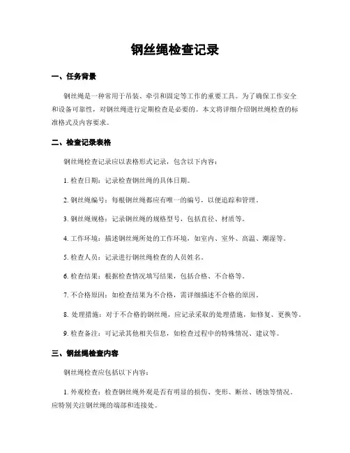 钢丝绳检查记录