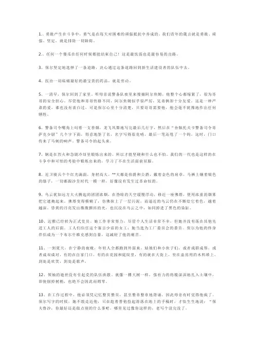 钢铁是怎样炼成的精彩段落