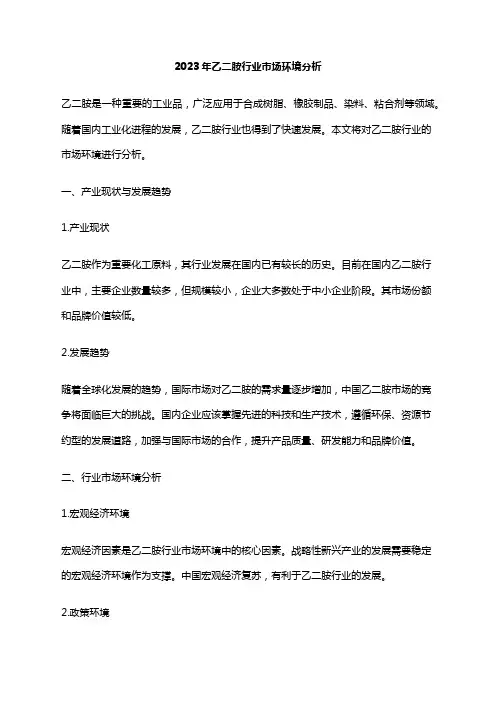 2023年乙二胺行业市场环境分析