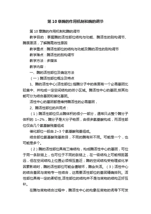 第10章酶的作用机制和酶的调节