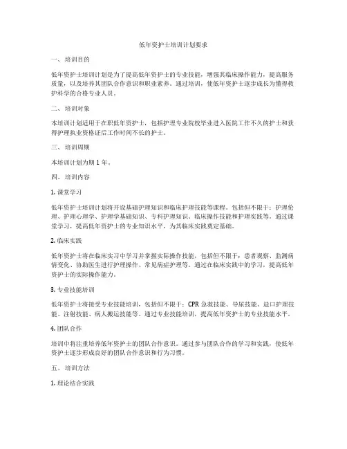 低年资护士培训计划要求