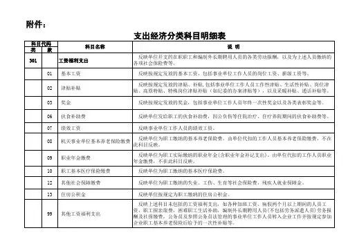 支出“经济分类”明细及说明表