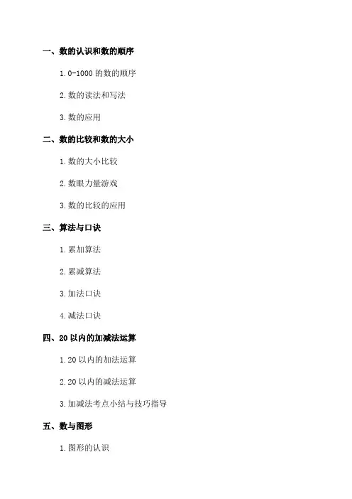 人教版三年级数学上册期中知识点