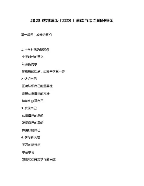 2023秋部编版七年级上道德与法治知识框架