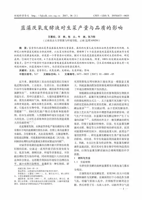 蓝藻厌氧发酵液对生菜产量与品质的影响