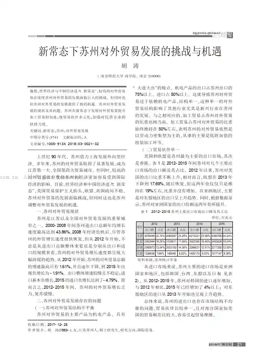 新常态下苏州对外贸易发展的挑战与机遇  