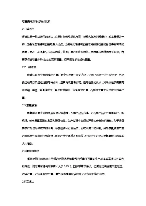 石墨提纯方法优缺点比较