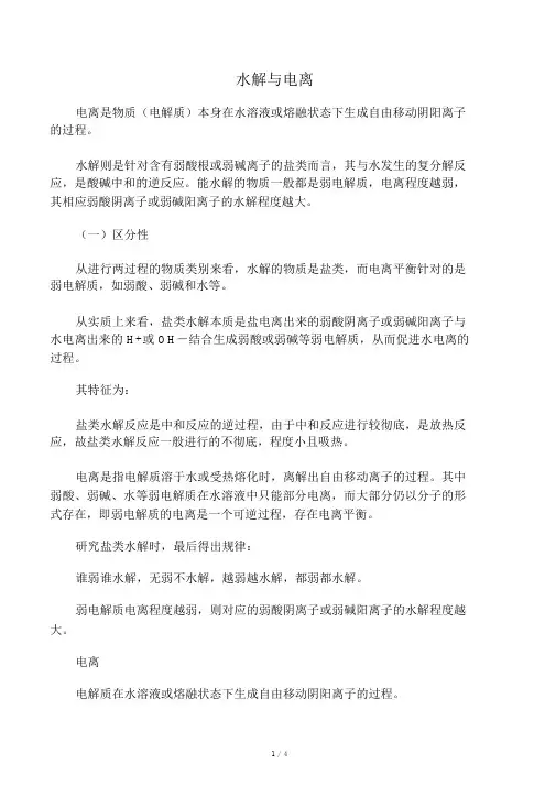 水解与电离