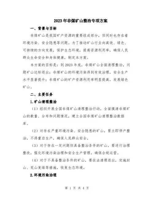 2023年非煤矿山整治专项方案