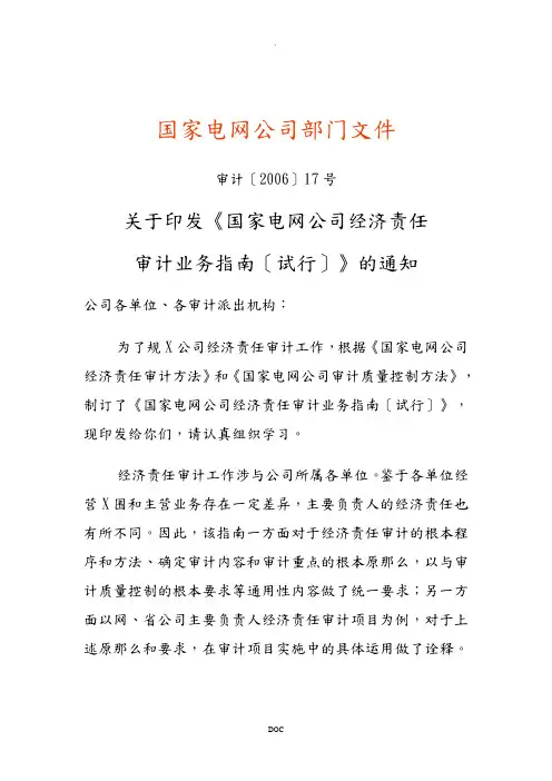 国家电网公司经济责任审计业务指南