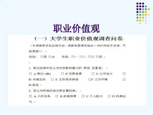 职业价值观概述