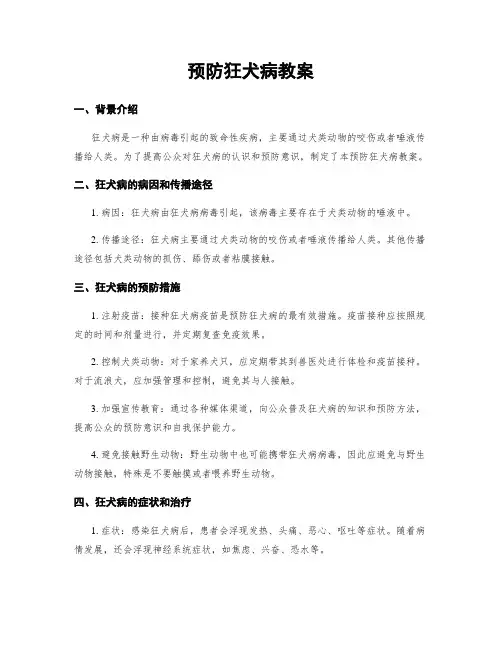 预防狂犬病教案