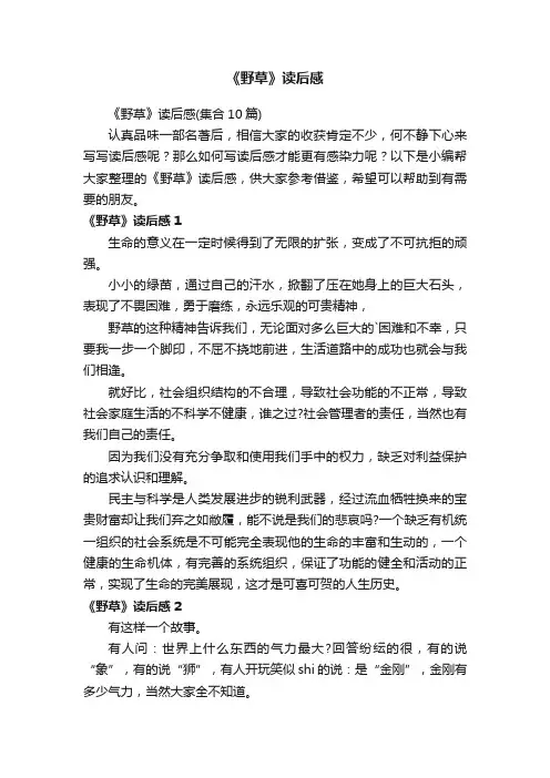 《野草》读后感