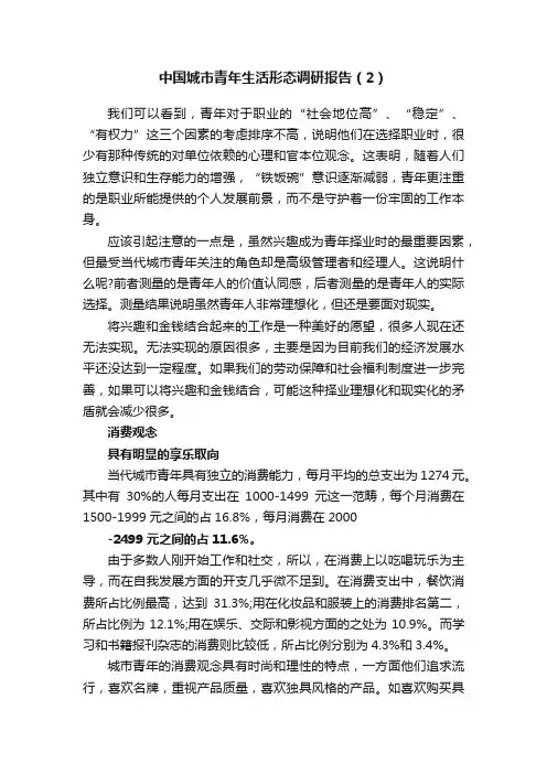 中国城市青年生活形态调研报告（2）