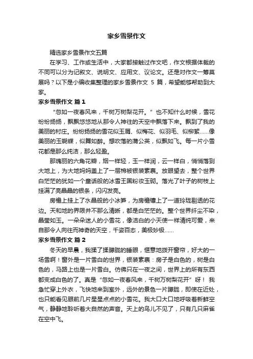 精选家乡雪景作文五篇