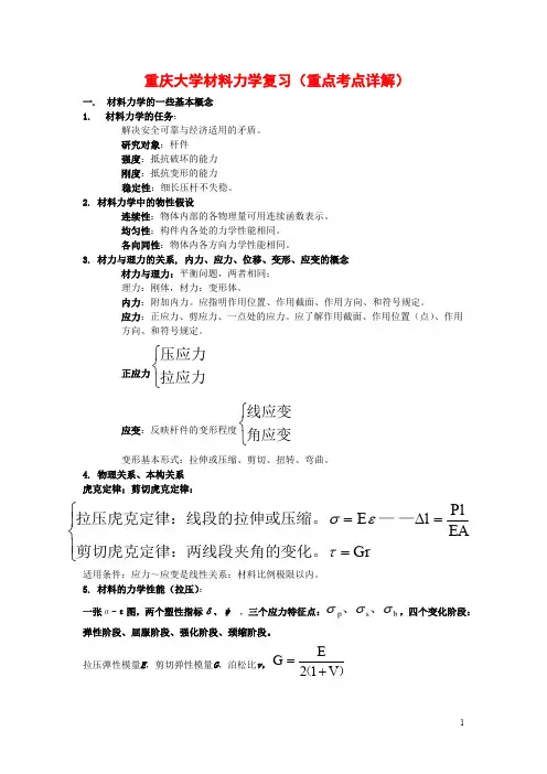 更新：重庆大学材料力学考研重点知识点详解
