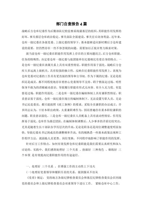 部门自查报告4篇