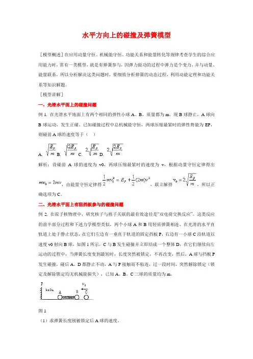 经典高三物理模型水平方向上的碰撞及弹簧模型 知识点分析