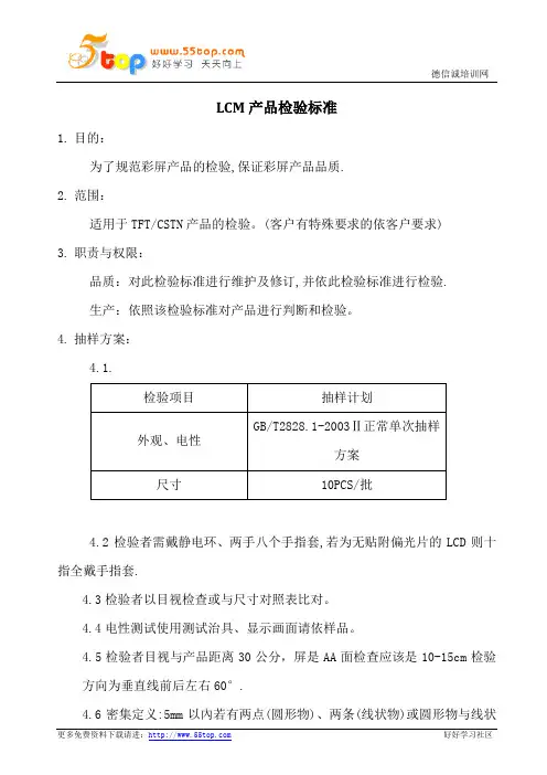 LCM产品检验标准