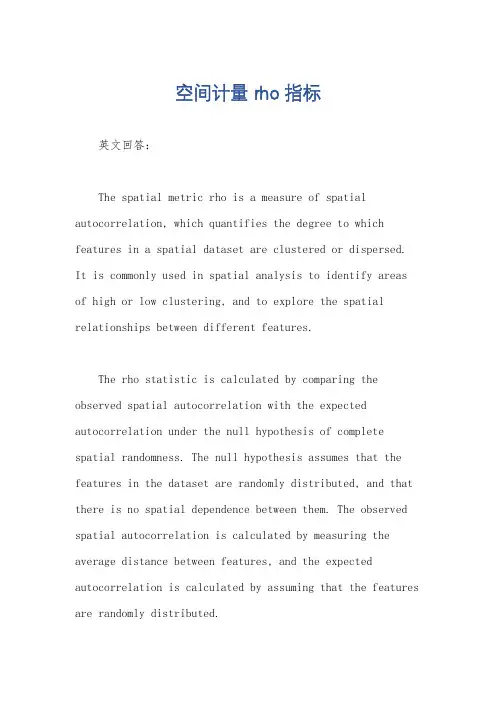 空间计量 rho指标