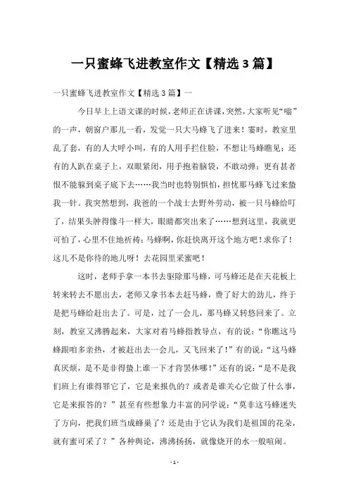 一只蜜蜂飞进教室作文【3篇】